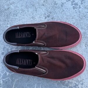 AllSaints Men’s Maroon Slip-On Sneakers